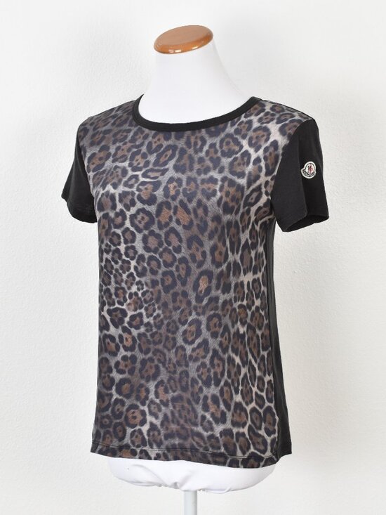 Moncler Tops - Moncler Maglia Girocollo Leopard Silk Wool Crew Neck T-Shirt - S